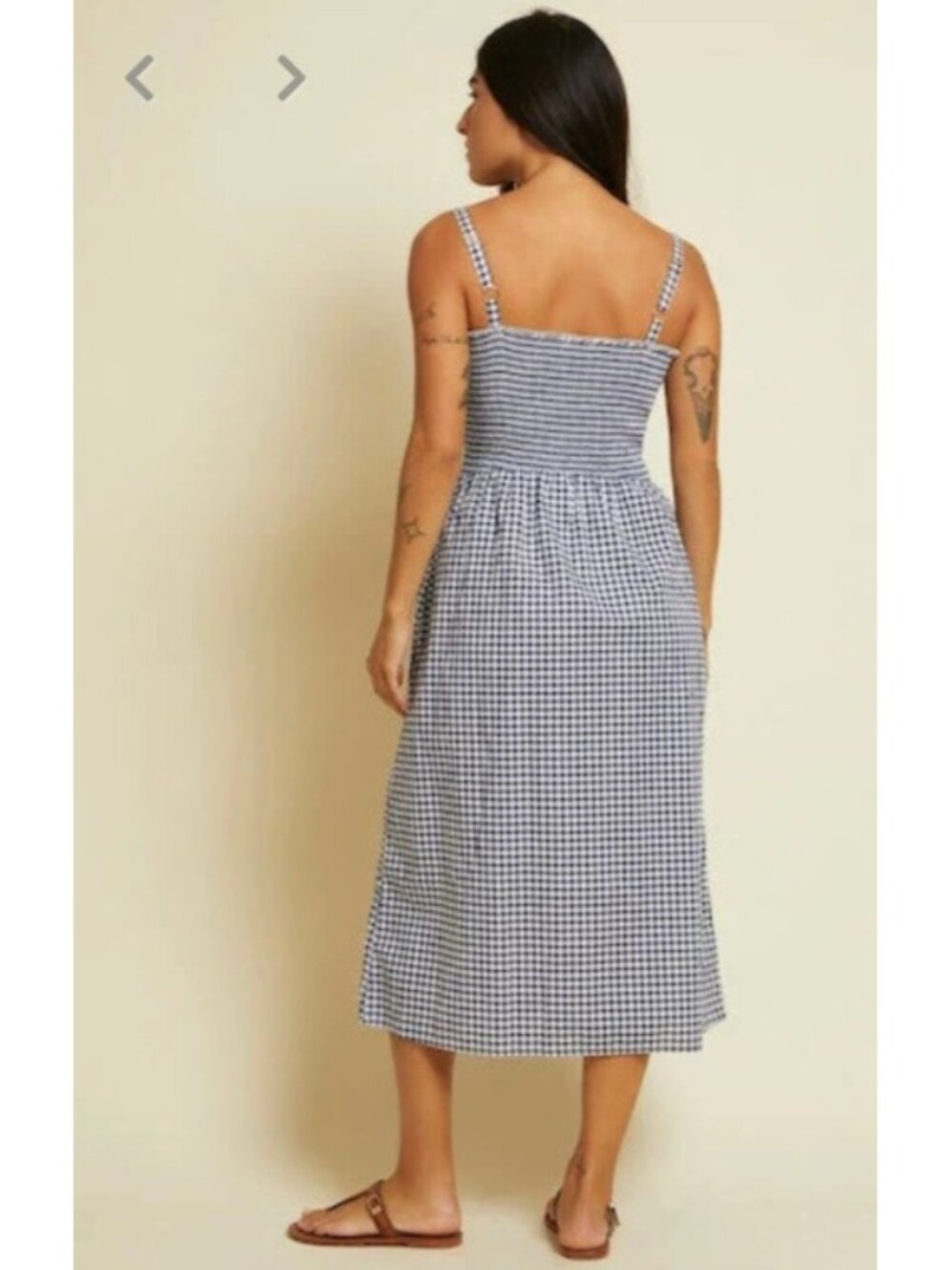 J.Crew Re-Imagined Gingham Smocked Midi Dress Navy White Check Sundress Size M - Picture 4 of 11